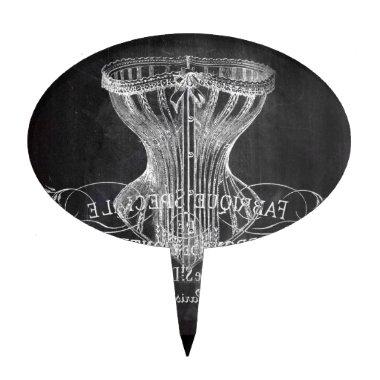 Retro chalkboard scripts victorian lingerie corset cake topper