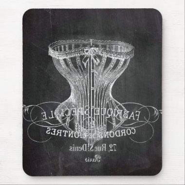 Retro chalkboard scripts victorian lingerie corset mouse pad