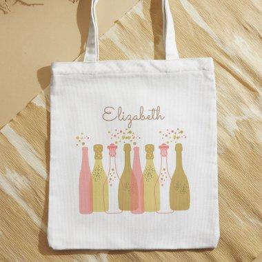 Retro Champagne Bottles Personalized Retro 1960s Tote Bag