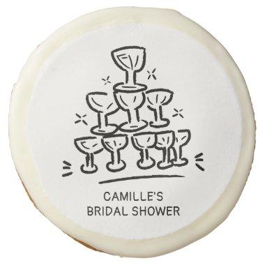 Retro Champagne Bridal Shower Favor Sugar Cookie