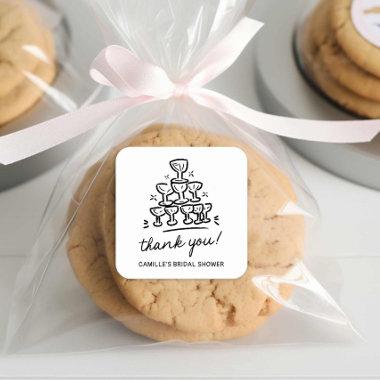 Retro Champagne Bridal Shower Thank you Tags