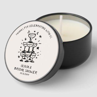 Retro Champagne Hand Drawn  Favor Mini Candle Favors