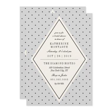 Retro Chic Polka Dots Diamond Bridal Shower Invite