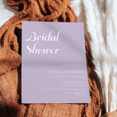 Retro chic simple lavender bridal shower Invitations