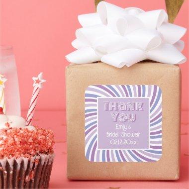 Retro Chic Typography Bridal Shower Thank You Square Sticker
