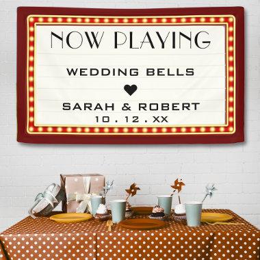 Retro Cinema Theater Marquee Sign Red Wedding
