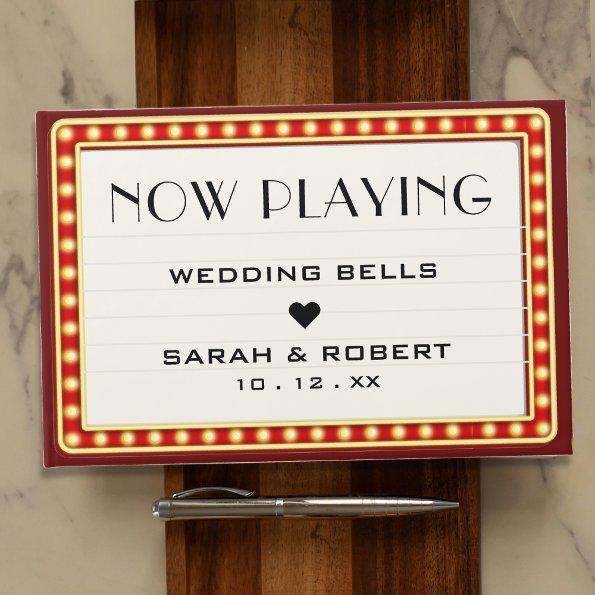 Retro Cinema Theater Marquee Sign Red Wedding Guest Book