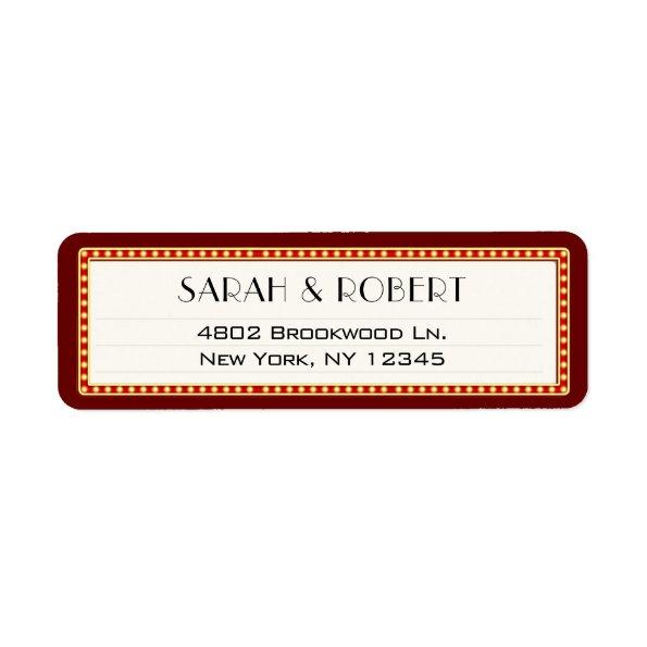 Retro Cinema Theater Marquee Sign Wedding Address Label