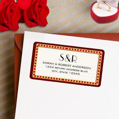 Retro Cinema Theater Marquee Sign Wedding Address Label