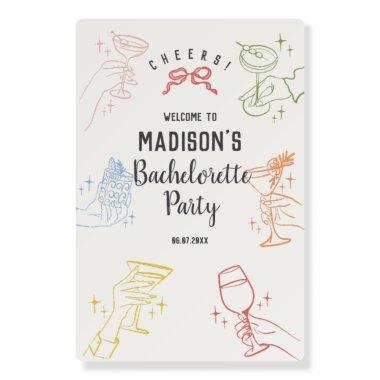 Retro Colorful Cocktail Bachelorette Party Welcome Foam Board