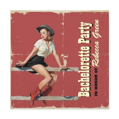 retro cowgirl western country bachelorette party Invitations