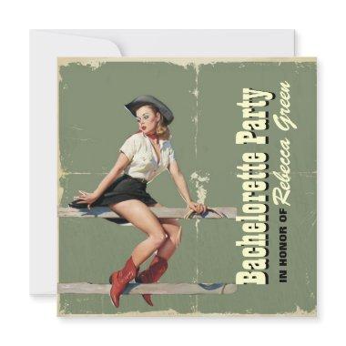 retro cowgirl western country bachelorette party Invitations