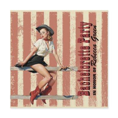 retro cowgirl western country bachelorette party Invitations