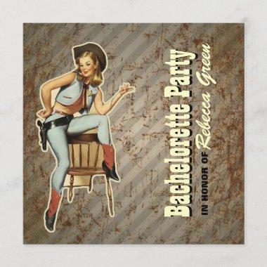 retro cowgirl western country bachelorette party Invitations