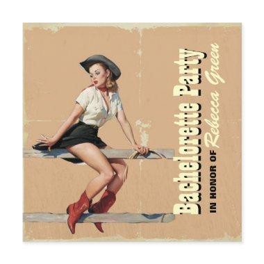 retro cowgirl western country bachelorette party Invitations