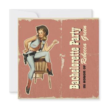 retro cowgirl western country bachelorette party Invitations