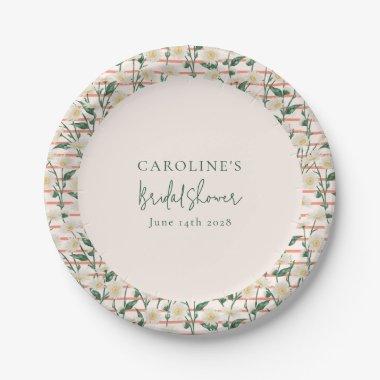 Retro Daisies Floral Green  Custom Paper Plates