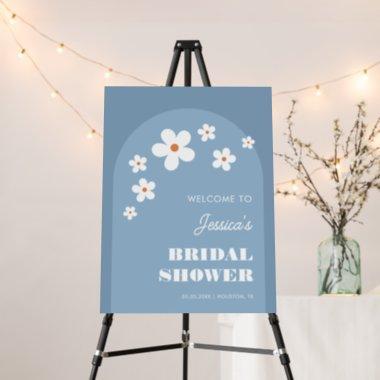Retro Daisy Blue Arch Boho Bridal Shower Welcome Foam Board