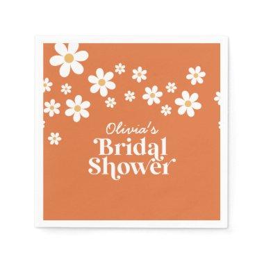 Retro Daisy burnt orange bridal shower Napkins