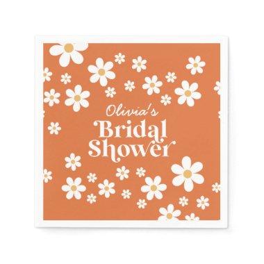 Retro Daisy burnt orange bridal shower Napkins