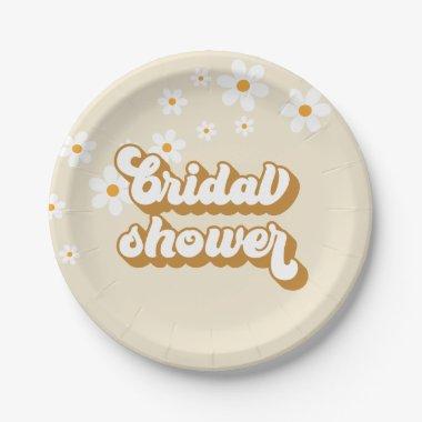 Retro Daisy Groovy bridal shower Paper Plates