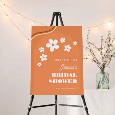 Retro Daisy Orange Arch Boho Bridal Shower Welcome Foam Board