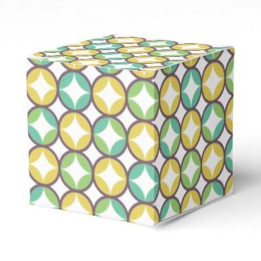 Retro Diamond in Circle Pattern Blue Green Gold Favor Boxes