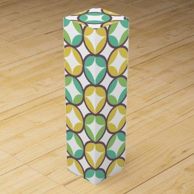 Retro Diamond in Circle Pattern Blue Green Gold Wine Box
