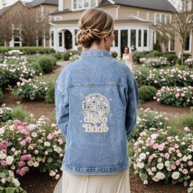 Retro Disco Ball Groovy Team Bride Denim Jacket