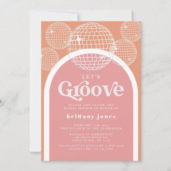 Retro Disco Pink and Orange Groovy Bridal Shower Invitations