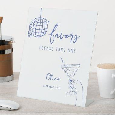 Retro fancy Hand drawn disco ball Favors Sign