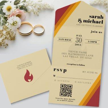 Retro Fire Heart Striped Wedding Reception All In One