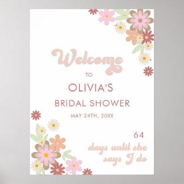 Retro Floral Bridal Shower Welcome Sign