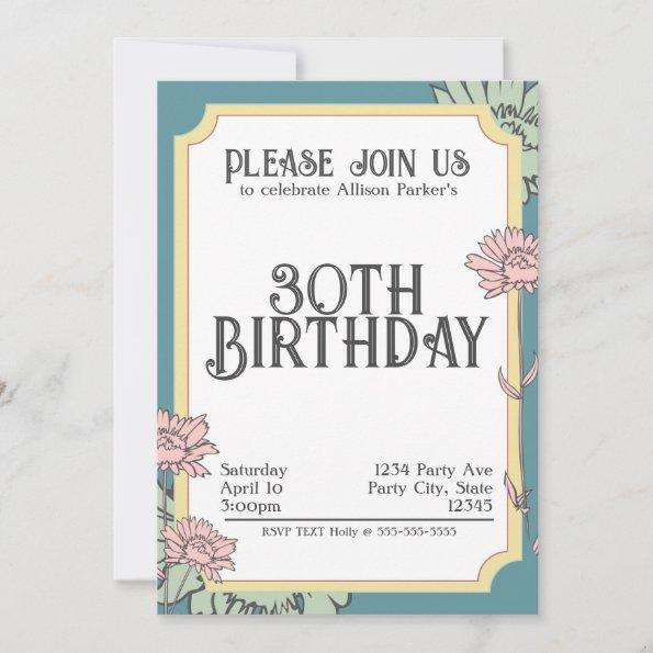 Retro Floral Collection Flower Invitations