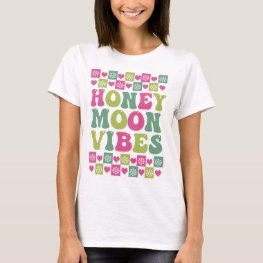 Retro Floral Honeymoon Vibes Bride T-Shirt