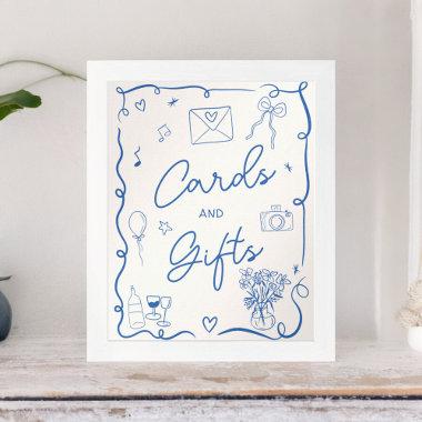 Retro french blue illustrated sign