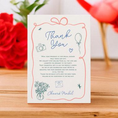 Retro french hand drawn illustrated  thank you