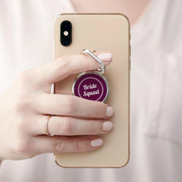 Retro Fuchsia Pink Bride's Squad Phone Ring Stand
