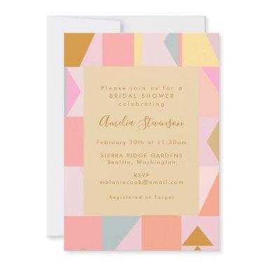 Retro Geometric Pastel Pink Gold