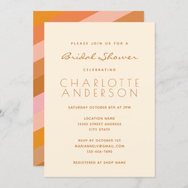 Retro Geometric Pink and Orange Bridal Shower Invitations
