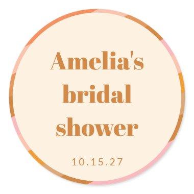 Retro Geometric Pink Orange Custom  Classic Round Sticker