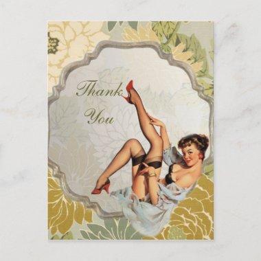 retro girl Bridal Shower Tea Party thank you PostInvitations