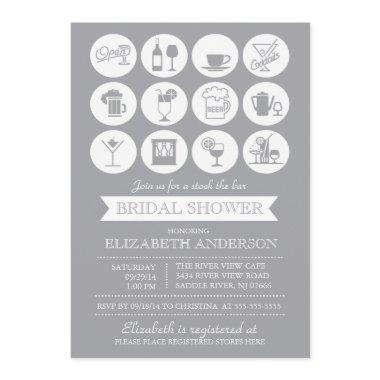 Retro Gray Stock the Bar Bridal Shower Invitations