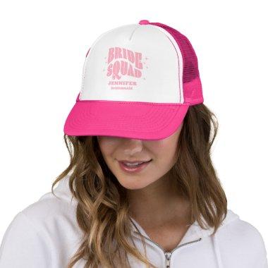 Retro Groovy Bachelorette Bride Squad Bridesmaid Trucker Hat