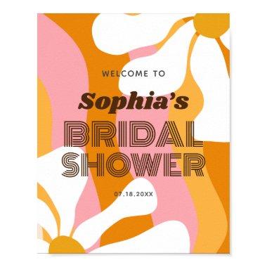 Retro Groovy Daisy Bridal Shower Welcome Poster