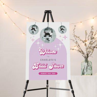 Retro Groovy Disco Pink Bridal Shower Welcome Sign