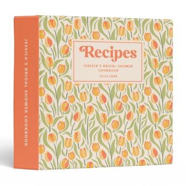 Retro Groovy Floral Bridal Shower Recipe Book 3 Ring Binder