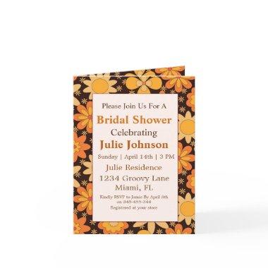 Retro Groovy Floral Orange yellow