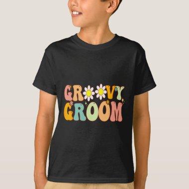 Retro Groovy Groom Shower Party Bridesmaid Wedding T-Shirt