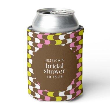 Retro Groovy Lime Pink and Brown  Can Cooler